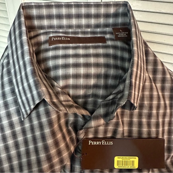 NWTs PERRY ELLIS Size LARGE Long Sleeve Dress Shirt - Picture 5 of 7
